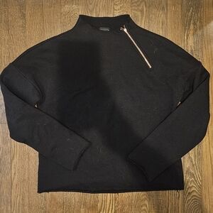 Black & Rose Gold Zip Mock Neck Sweater